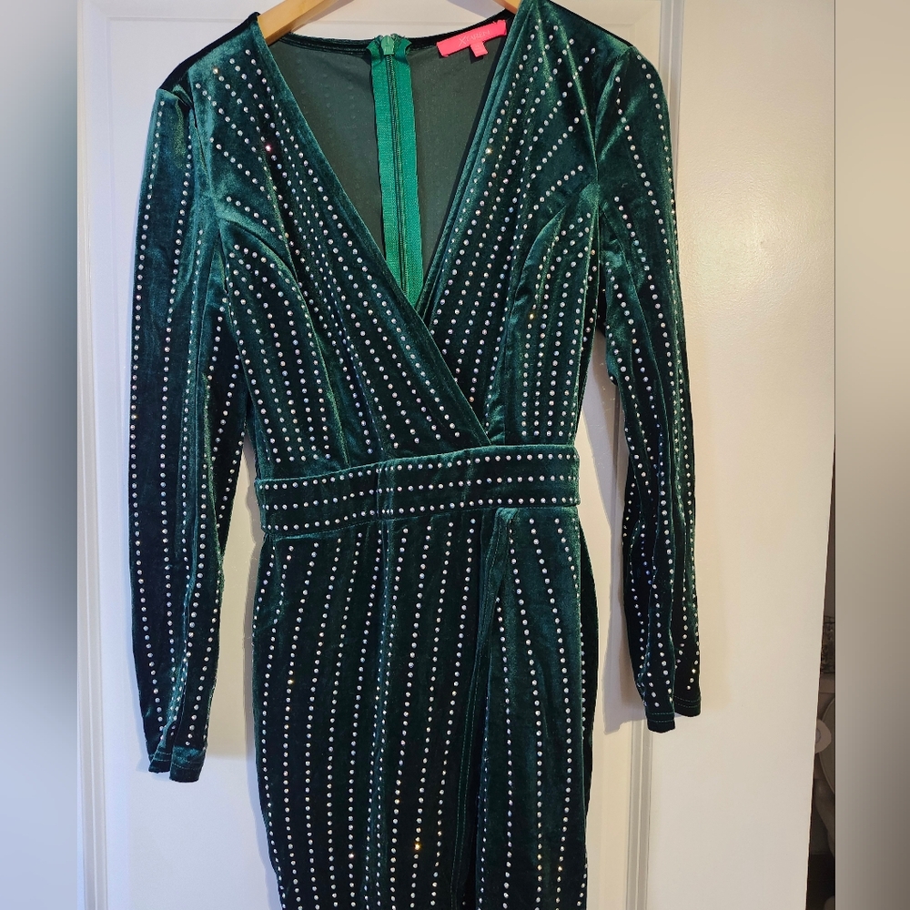 Green rhinestone dress